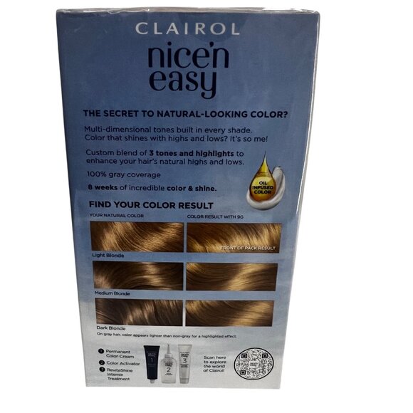 Lot of 3 Clairol Nice'n Easy Permanent Hair Color Cream 9G Light Golden Blonde - Picture 6 of 7
